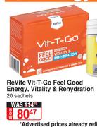 Revite Vit T Go Feel Good Energy, Vitality & Rehydration-20 Sachets
