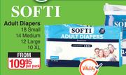 Softi Adult Diapers 18 Small, 14 Medium, 12 Large, 10 XL-Per Pack