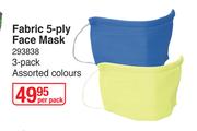 Fabric 5 Ply Face Mask-3 Per Pack