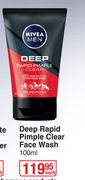 Nivea Men Deep Rapid Pimple Clear Face Wash-100ml Each