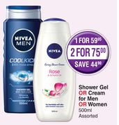 Nivea Shower Gel Or Cream For Men Or Women Assorted-500ml