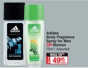 Adidas Body Fragrance Spray For Men Or Women Assorted-75ml Each