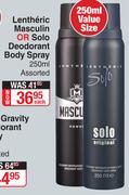 Lentheric Masculin Or Solo Deodorant Body Spray Assorted-250ml Each