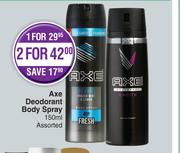 Axe Deodorant Body Spray Assorted-For 2 x 150ml
