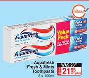 Aquafresh Fresh & Minty Toothpaste-2 x 100ml Per Pack