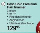Cala 3 Piece Rose Gold Precision Hair Trimmer