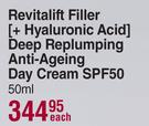 L'oreal Paris Revitalift Filler [+ Hyaluronic Acid] Deep Replumping Anti Ageing Day Cream-50ml Each