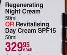 L'oreal Paris Regenerating Night Cream 50ml Or Revitalising Day Cream SPF15 50ml-Each