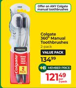 Colgate 360° Manual Toothbrushes-Per 2 Pack
