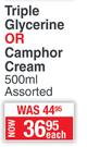 Ingram's Triple Glycerine Or Camphor Cream Assorted-500ml Each