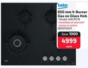 Beko 650mm 4-Burner Gas On Glass Hob
