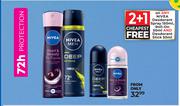 Nivea Deodorant Spray 150ml, Roll On 50ml & Deodorant Stick 50ml-Each