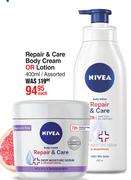 Nivea Repair & Care Body Cream Or Lotion Assorted-400ml Each