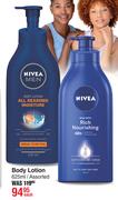 Nivea Body Lotion Assorted-625ml Each