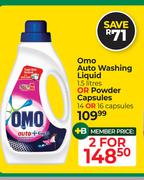 Omo Auto Washing Liquid 1.5Ltr Or Powder Capsules 14 Or 16 Capsules-For 2