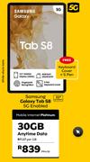 Samsung Galaxy Tab S8 5G Enabled-On Mobile Internet Platinum