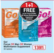 Go!Focus Or Man Or Woman Multivitamin Supplement 30 Tablets-Each