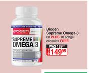 Biogen Supreme Omega 3-60 Plus 10 Free Softgel Capsules
