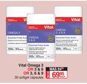 Vital Omega 3 Or 3 & 6 Or 3, 6 & 9 (30 Softgel Capsules)-Each