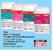 Vital Men Or Women Or Men 50 Plus Multivitamin-30 Film Coated Tablets
