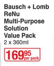 Bausch + Lomb ReNu Multi Purpose Solution Value Pack-2 x 360ml Per Pack