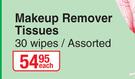 Beauty Treats Makeup Remover Tissues 30 Wipes Assorted-Each