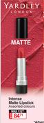 Yardley Intense Matte Lipstick (Assorted Colours)