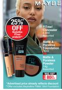 Maybelline Fit Me Concealer 6.8ml Or Matte & Poreless Foundation 30ml Or Powder 14g-Each