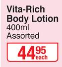 Johnson's Vita Rich Body Lotion Assorted-400ml Each