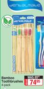 Dentalmate Bamboo Toothbrushes-4's Per Pack