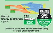 Pierrot Sharky Toothbrush-4 Pack Each