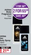 Adidas Body Fragrance Assorted-For 1 x 75ml 