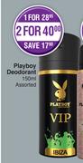 Playboy Deodorant Assorted-For 2 x 150ml