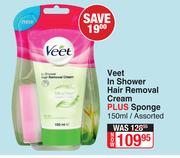 Veet In Shower Hair Removal Cream Plus Sponge Assorted-150ml