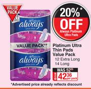 Always Platinum Ultra Thin Pads Value Pack-Per Pack