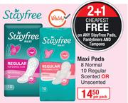 StayFree Maxi Pads 8 Normal 10 Regular (Scented Or Unscented)-Per Pack