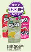 Squish 100% Fruit Puree Pouches Assorted-For 5 x 110ml