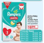 Pampers Active Baby Pants Jumbo Pack (Assorted Sizes And Quantities)-Per Pack