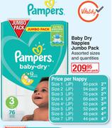 Pampers Baby Dry Nappies Jumbo Pack (Assorted Sizes And Quantities)-Per Pack