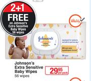 Johnson's Extra Sensitive Baby Wipes 56 Wipes-Per Pack
