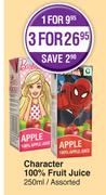 Character 100% Fruit Juice Assorted-For 3 x 250ml