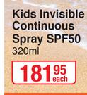 Island Tribe Kids Invisible Continuous Spray SPF50-320ml Each
