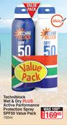 Tecniblock Wet & Dry + Active Performence Protection Spray SPF50 Value Pack-150ml