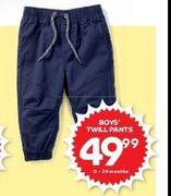Boys Twill Pants (0-24 Months)-Each