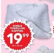 Single Towelling Nappies 60x60cm