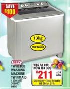 Defy 13kg Metallic Twin Tub Washing Machine Twinmaid 1300 MET