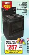 Univa Electric Stove Black or White 116B