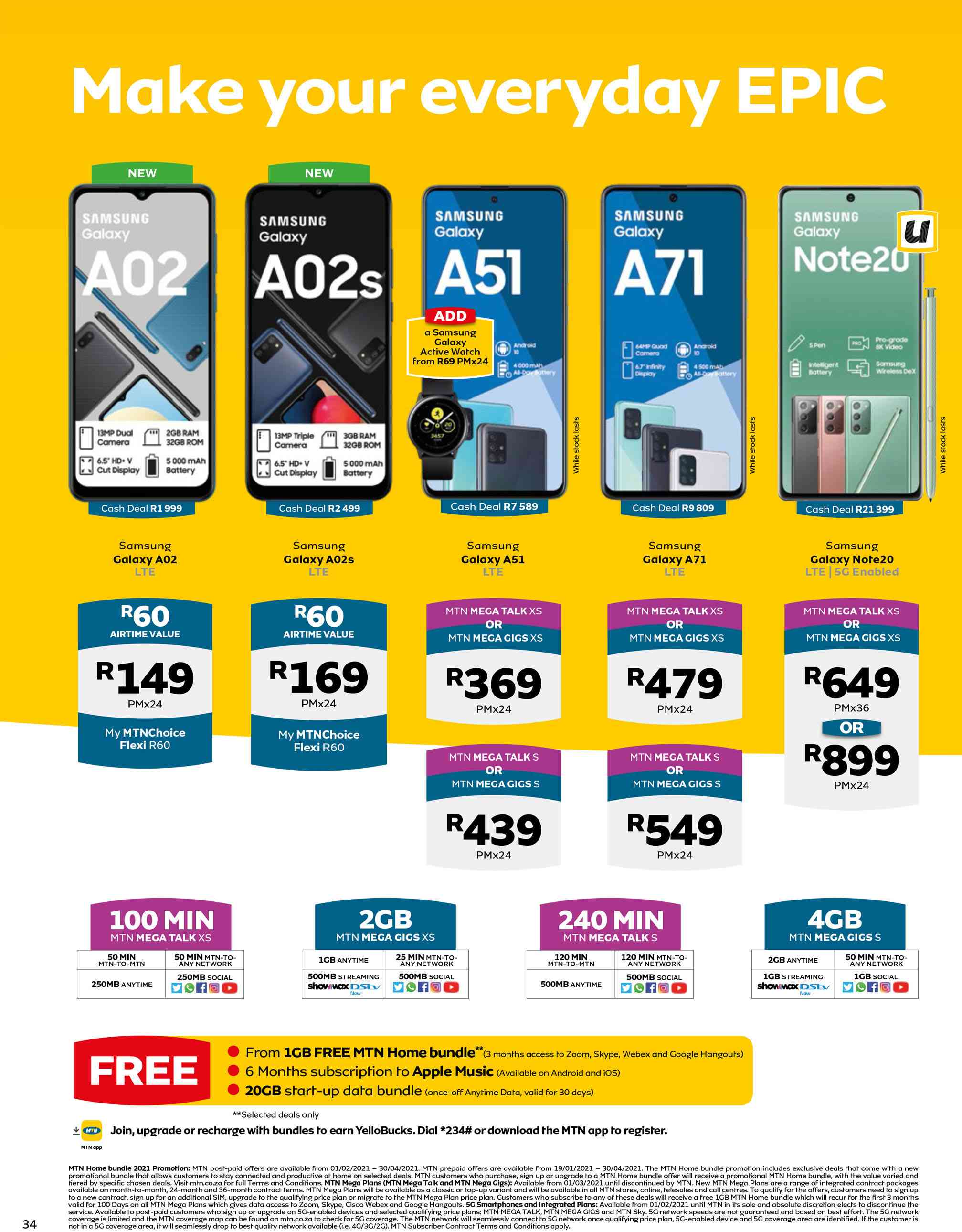Special Samsung Galaxy Note 20 LTE 5G Enabled MTN Mega Talk XS Or MTN 