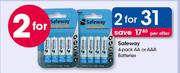 Safeway 4 Pack AA Or AAA Batteries-For 2