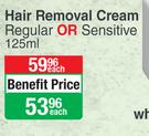 Hair Go Hair Removal Cream Regular Or Sensitive-125ml Each